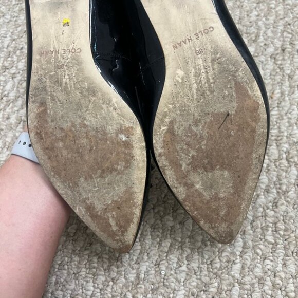 Cole haan pointed toe black flats size 8 bow - Picture 5 of 8